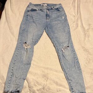 Garage Light Blue Ripped Skinny Jeans